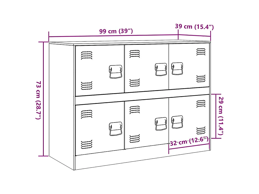 Buffet rose 99x39x73 cm acier