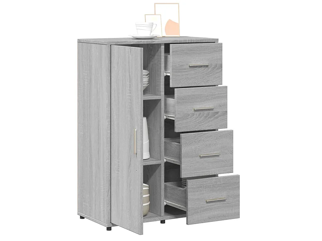 Dressoir 60x31x84 cm bewerkt hout grijs sonoma eikenkleurig