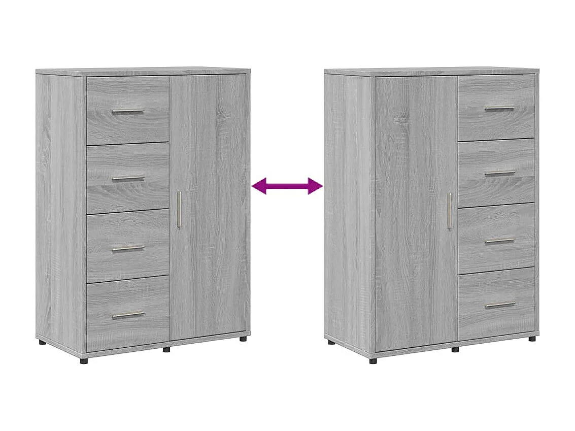 Dressoir 60x31x84 cm bewerkt hout grijs sonoma eikenkleurig