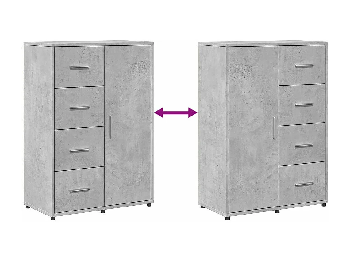 Credenze 2 pz Grigio Cemento 60x31x84 cm in Legno Multistrato