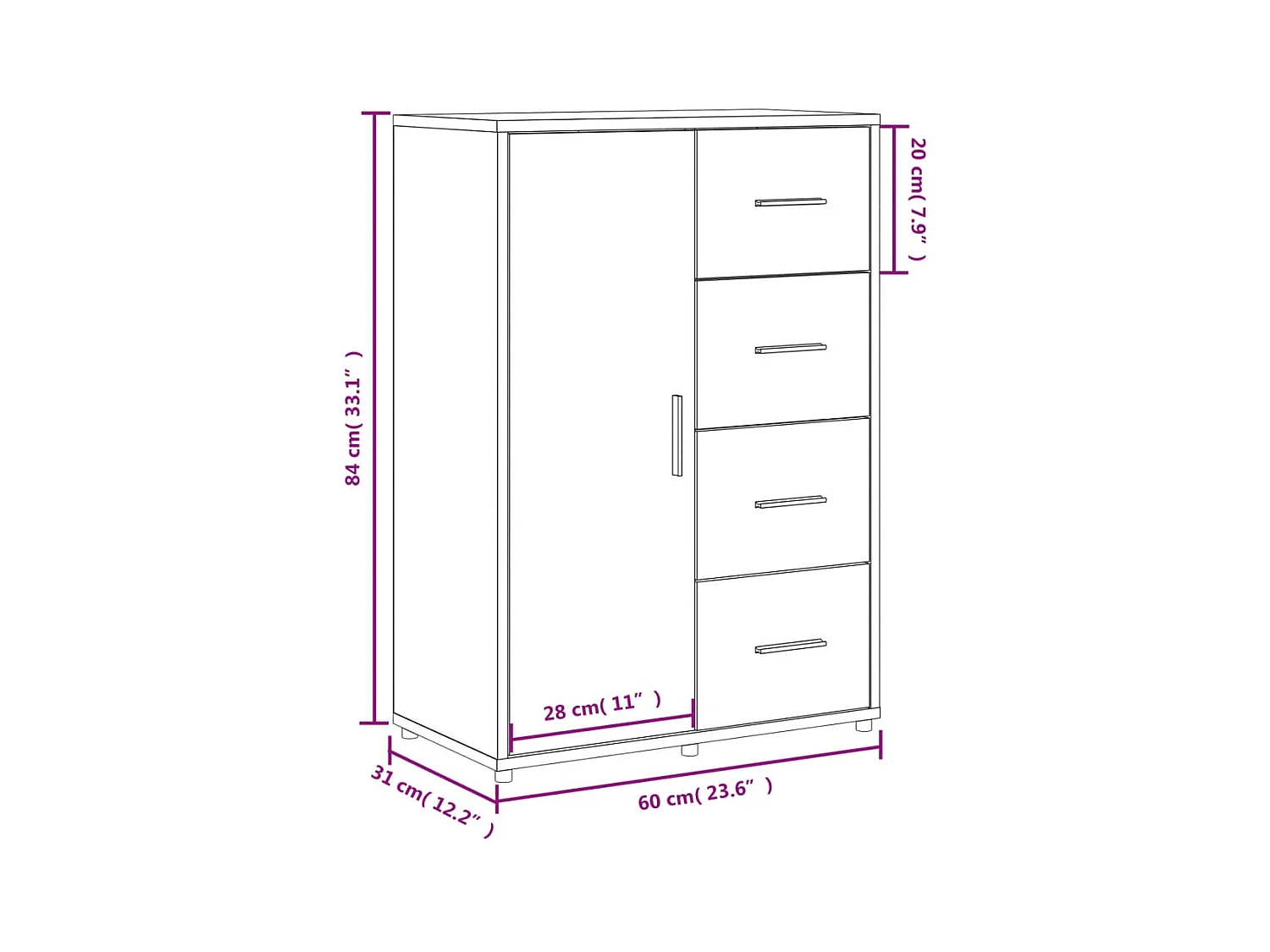 Aparadores 2 pcs 60x31x84 cm derivados madeira cinzento cimento