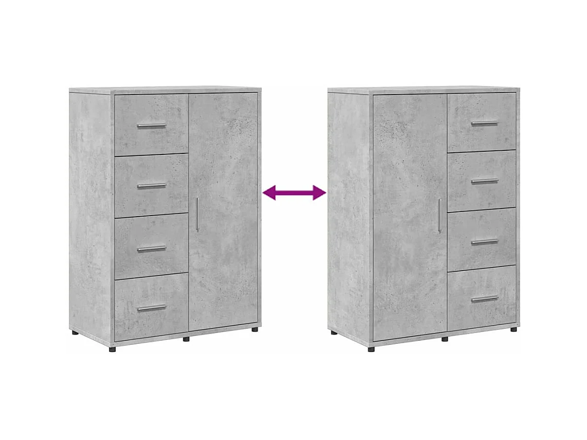 Aparadores 2 pcs 60x31x84 cm derivados madeira cinzento cimento