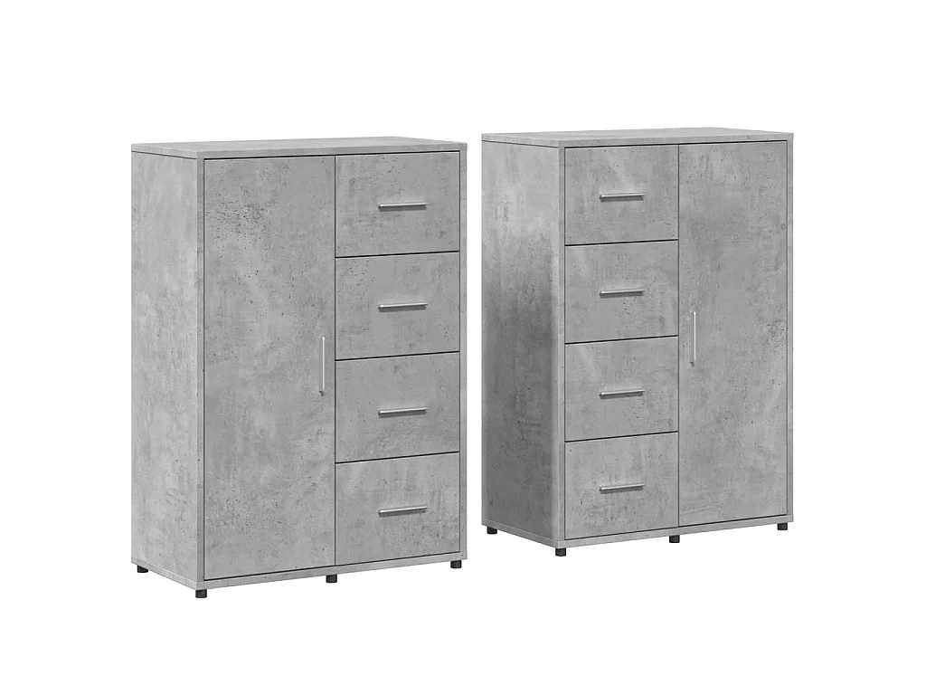 Dressoirs 2 st 60x31x84 cm bewerkt hout betongrijs