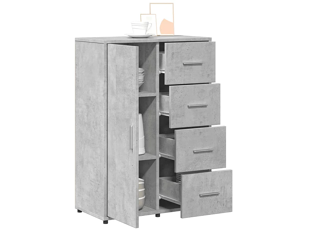 Dressoirs 2 st 60x31x84 cm bewerkt hout betongrijs