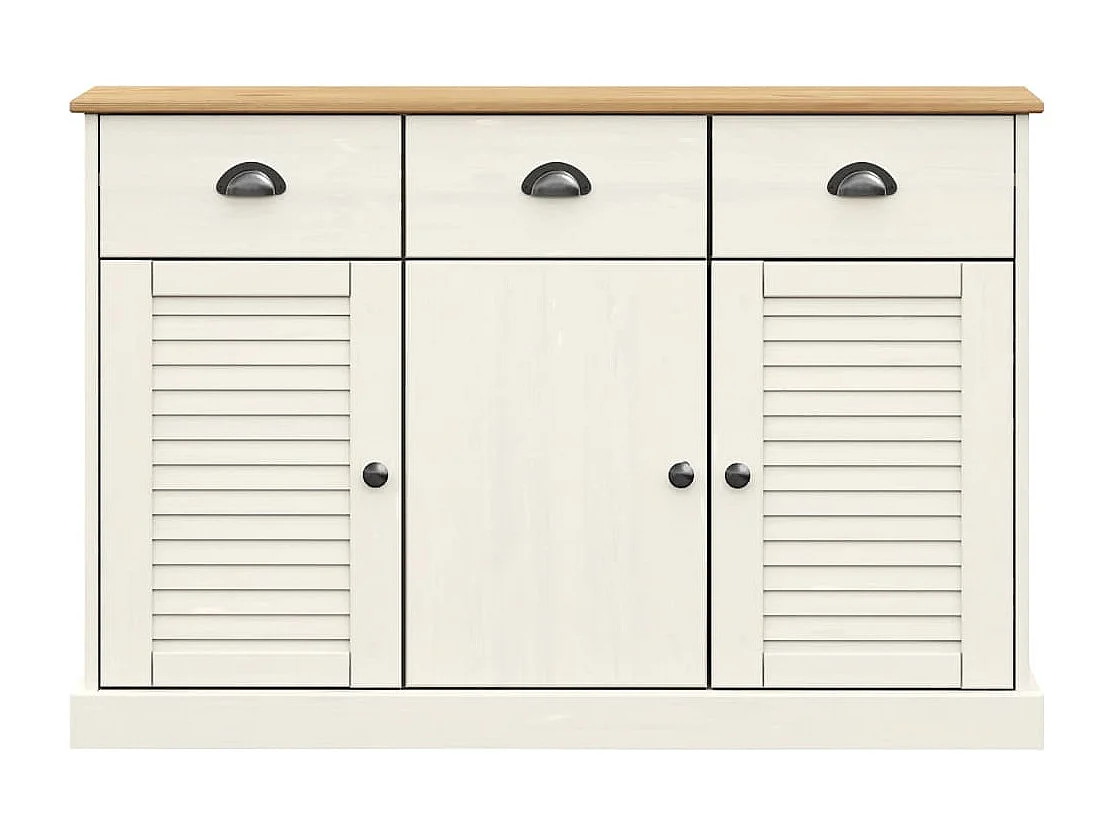 Buffet avec tiroirs VIGO 113x40x75 cm blanc bois massif de pin