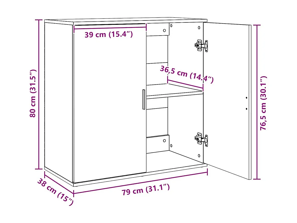 Dressoirs 2 st 79x38x80 cm bewerkt hout zwart