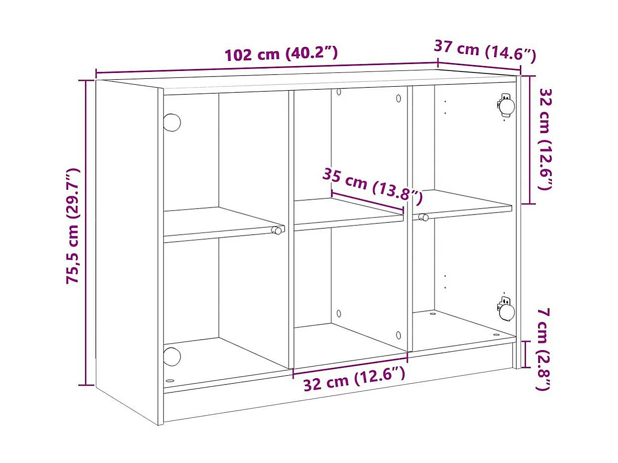 Sideboard Schwarz 102x37x75,5 cm Holzwerkstoff