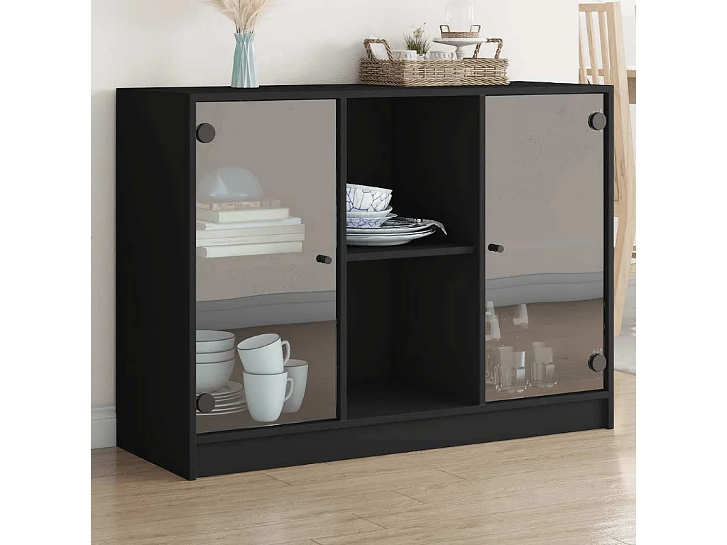 Buffet noir 102x37x75,5 cm bois d'ingénierie