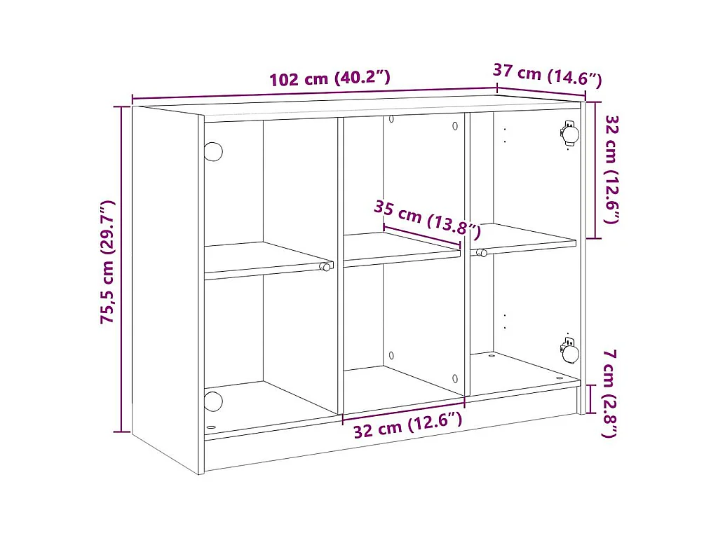 Buffet noir 102x37x75,5 cm bois d'ingénierie