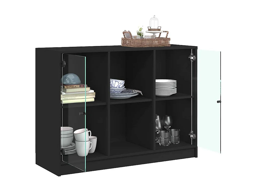Buffet noir 102x37x75,5 cm bois d'ingénierie