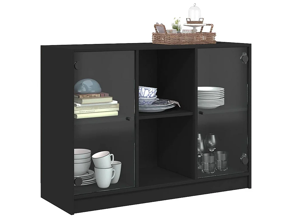 Buffet noir 102x37x75,5 cm bois d'ingénierie