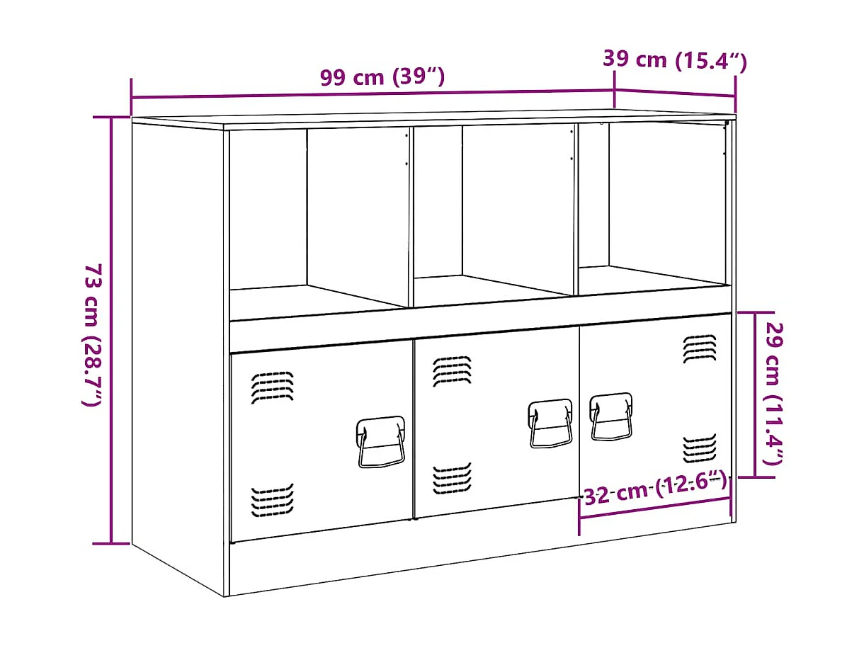 Sideboard Schwarz 99x39x73 cm Stahl