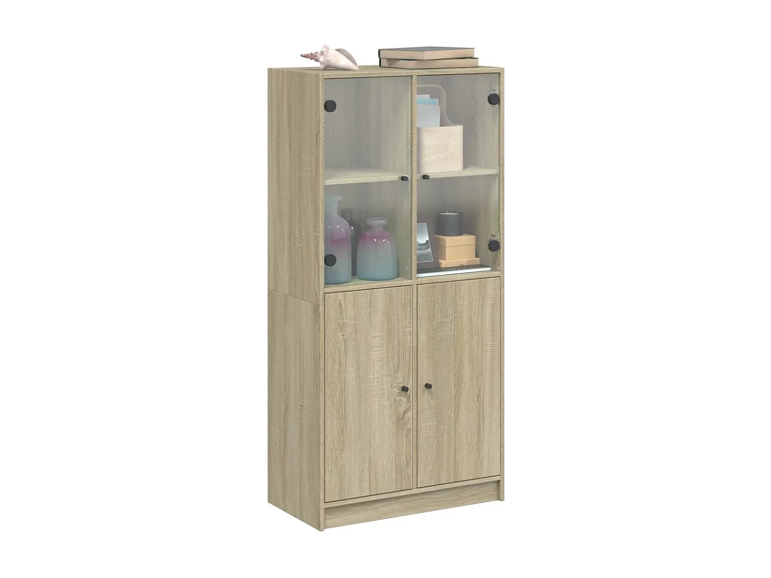 Hoge kast met deuren 68x37x142 cm bewerkt hout sonoma eiken