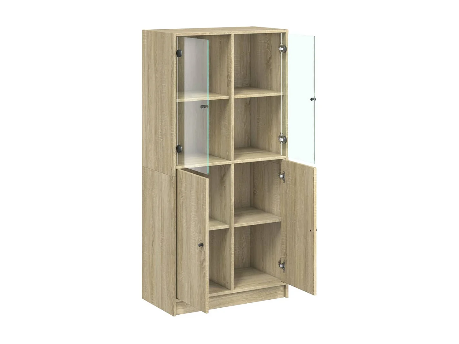 Hoge kast met deuren 68x37x142 cm bewerkt hout sonoma eiken