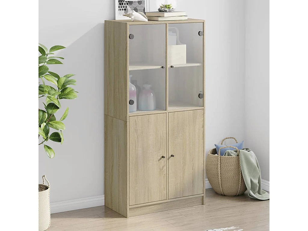 Buffet haut avec portes chêne sonoma bois d'ingénierie