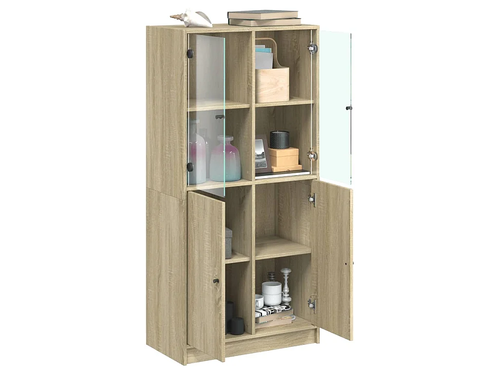 Buffet haut avec portes chêne sonoma bois d'ingénierie