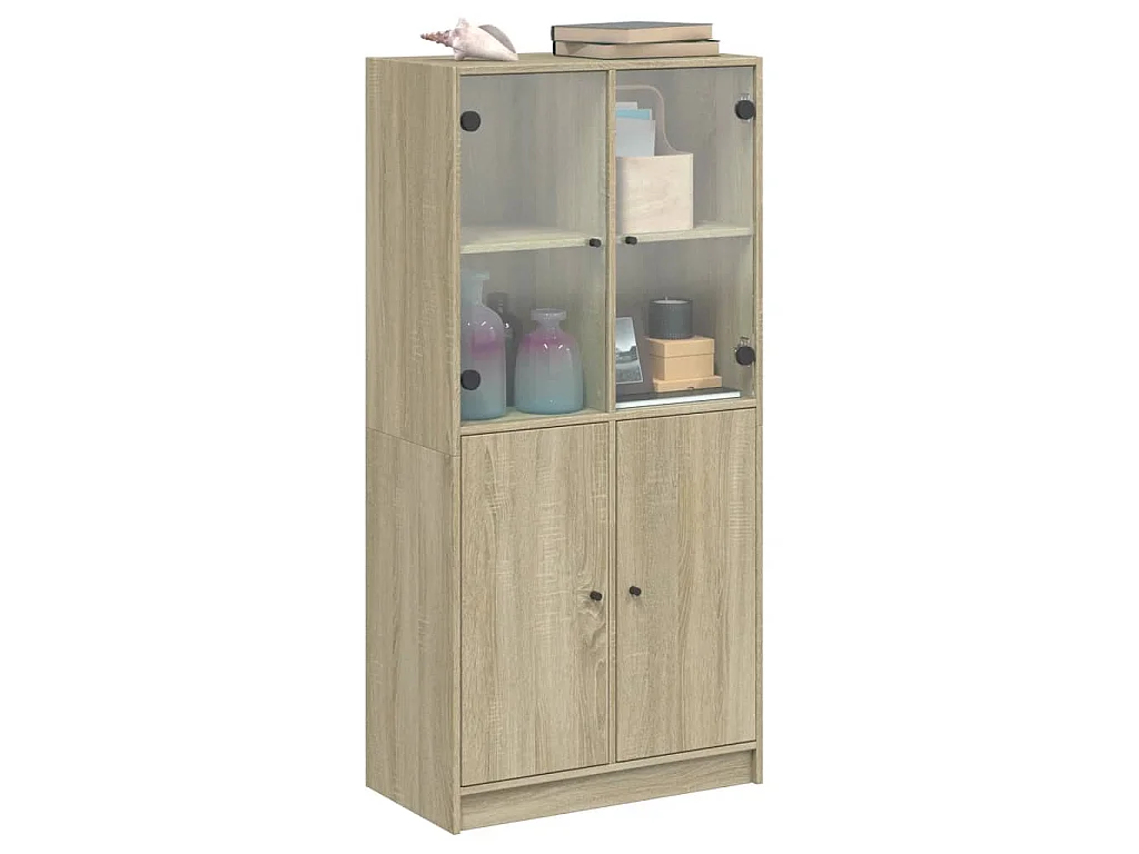 Buffet haut avec portes chêne sonoma bois d'ingénierie