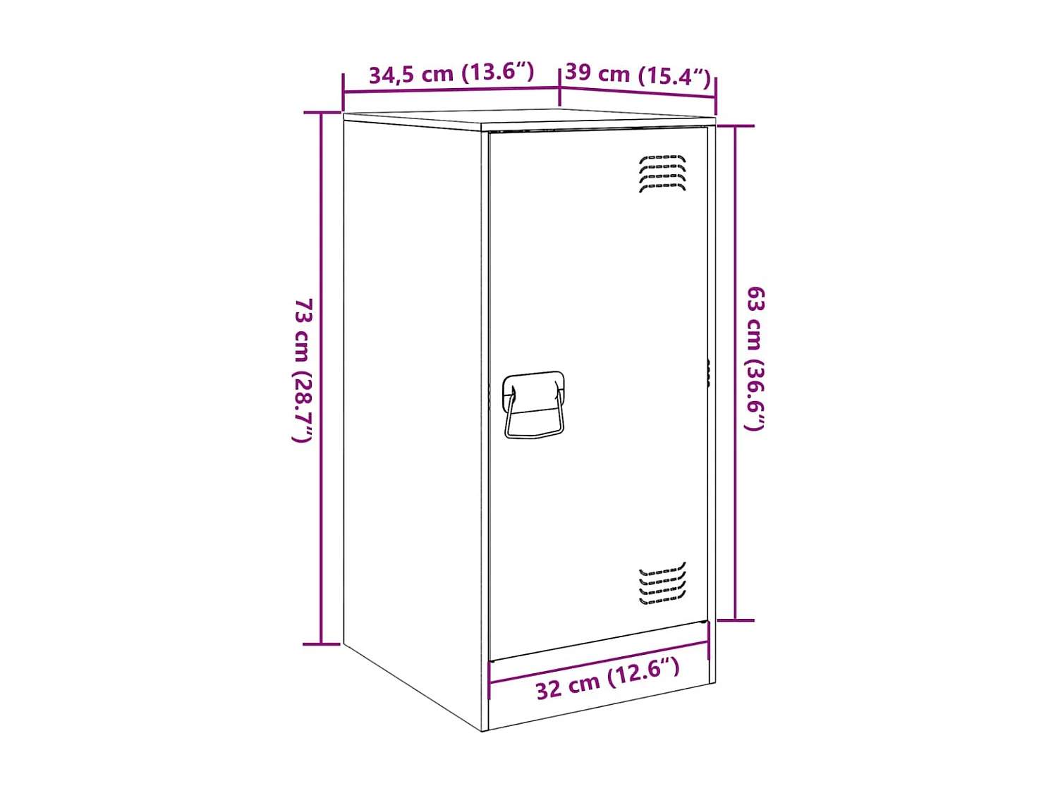 Aparador de acero amarillo mostaza 34,5x39x73 cm