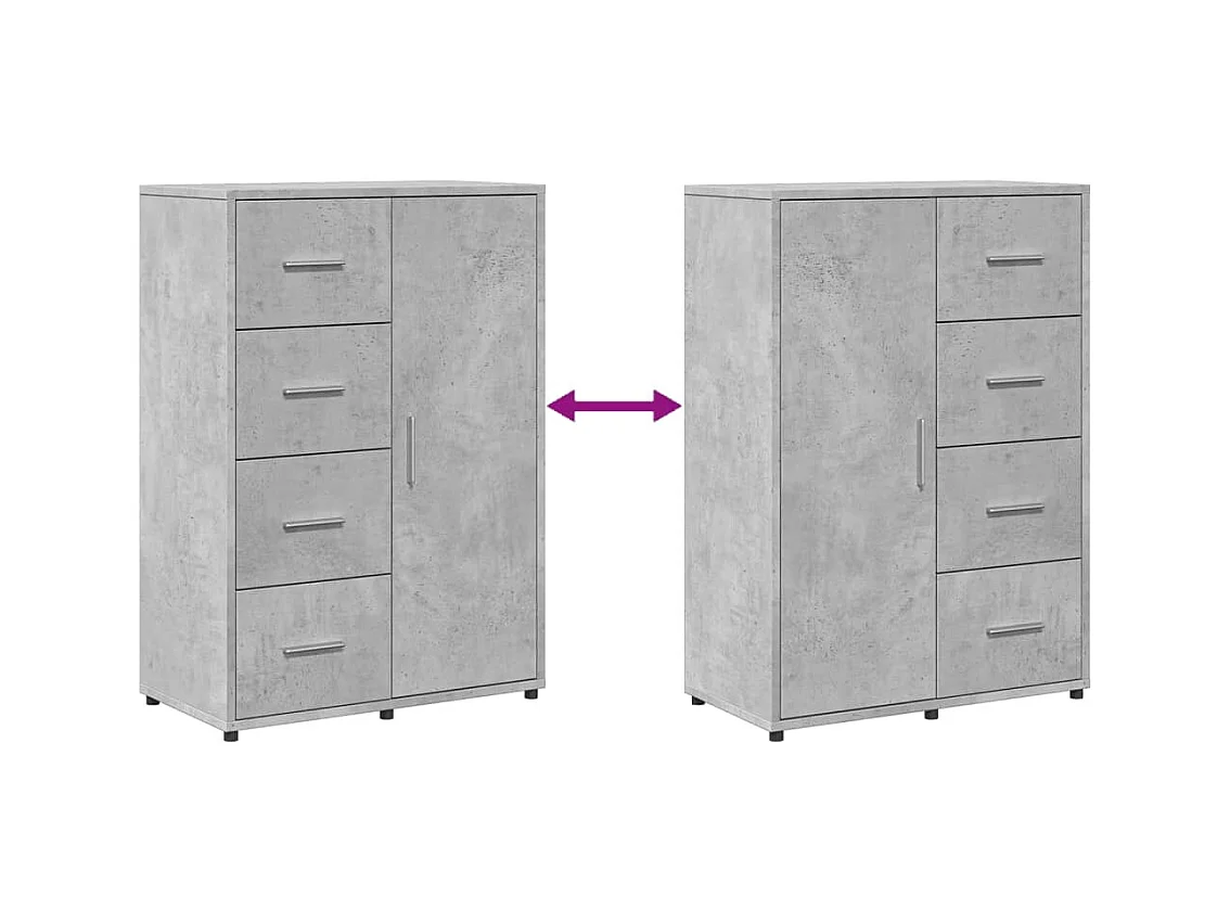 Credenza Grigio Cemento 60x31x84 cm in Legno Multistrato