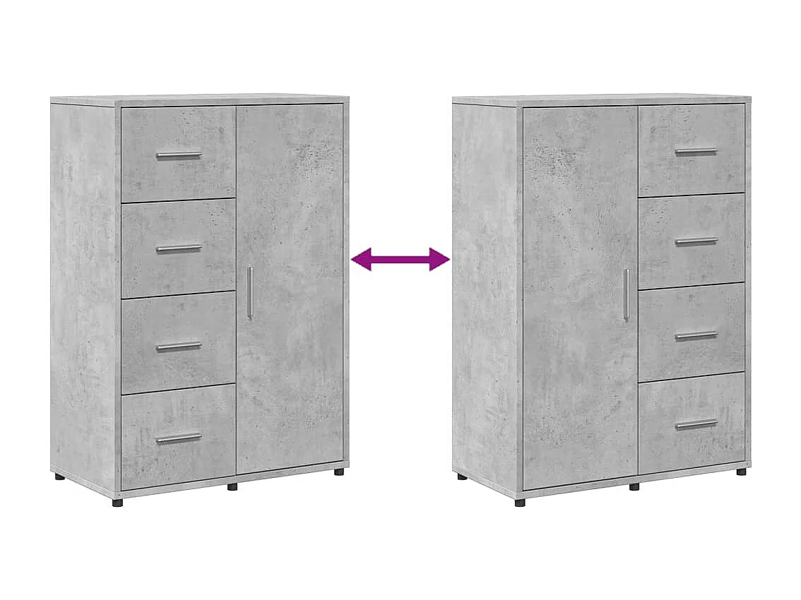 Buffet gris béton 60x31x84 cm bois d'ingénierie