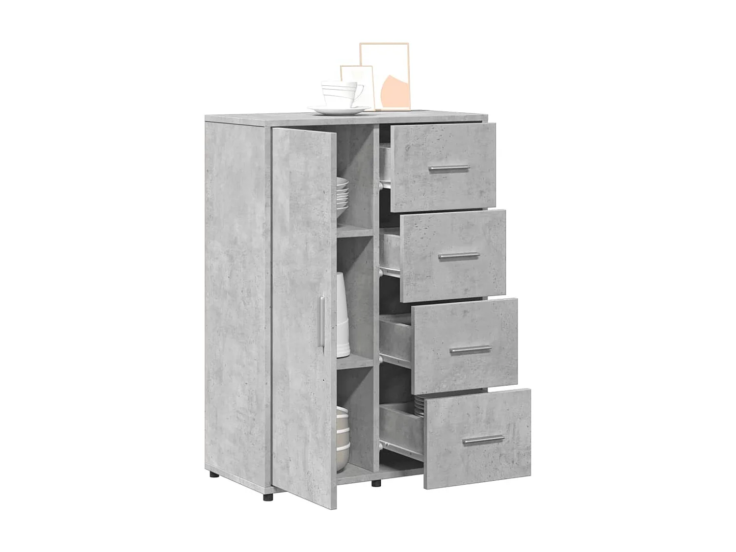 Dressoir 60x31x84 cm bewerkt hout betongrijs