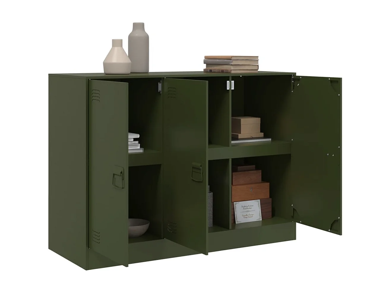 Dressoir 99x39x73 cm staal olijfgroen
