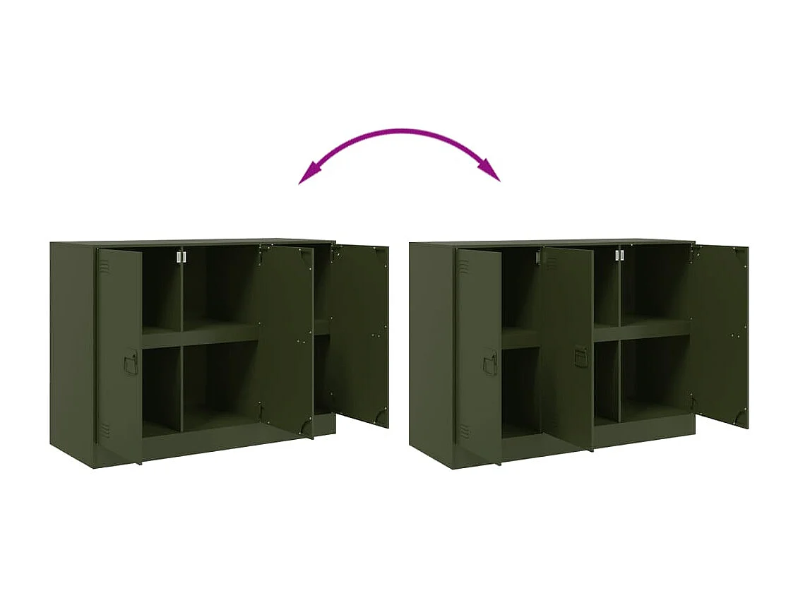 Dressoir 99x39x73 cm staal olijfgroen