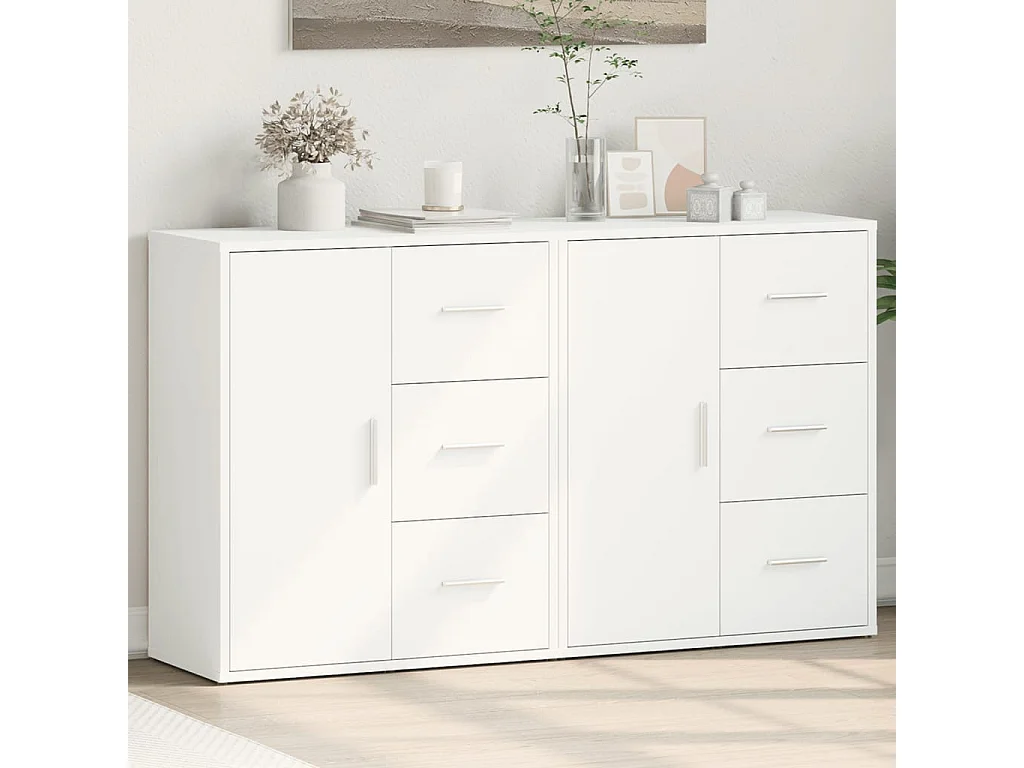 Buffets 2 pcs blanc 60x31x70 cm bois d'ingénierie