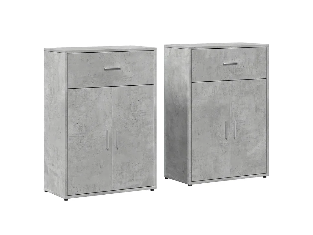 Dressoirs 2 st 60x30x84 cm bewerkt hout betongrijs