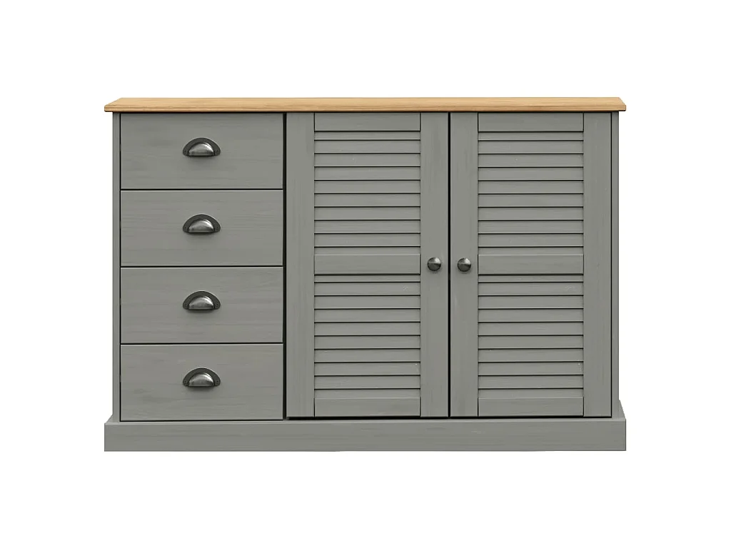 Buffet avec tiroirs VIGO 113x40x75 cm gris bois massif de pin