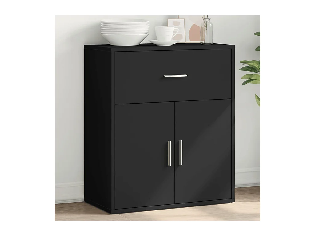 Dressoir 60x31x70 cm bewerkt hout zwart