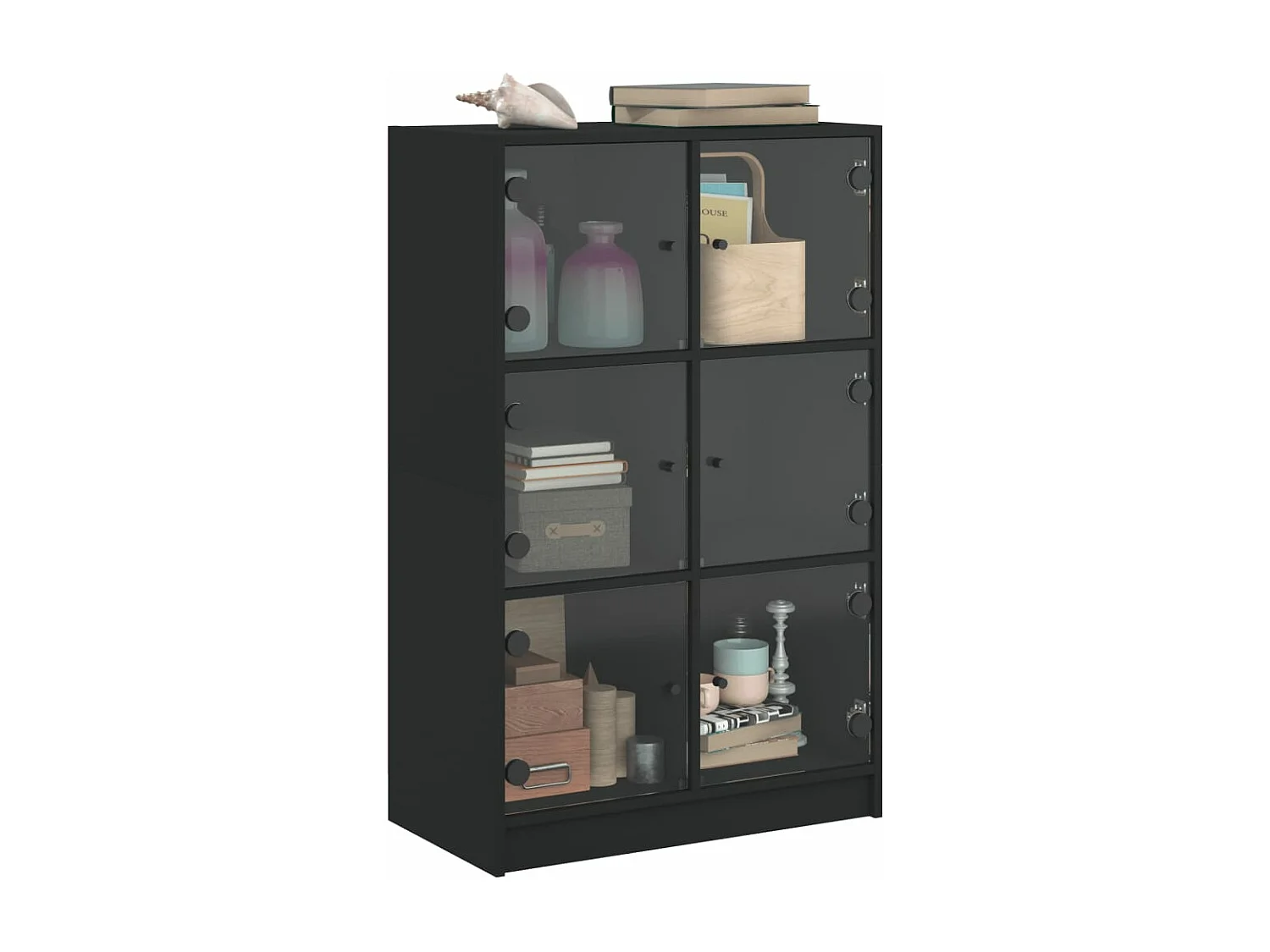 Highboard mit Türen Schwarz 68x37x109 cm Holzwerkstoff