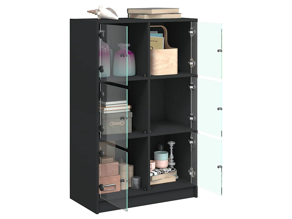 Buffet haut avec portes noir 68x37x109 cm bois d'ingénierie