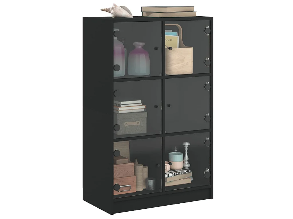 Buffet haut avec portes noir 68x37x109 cm bois d'ingénierie