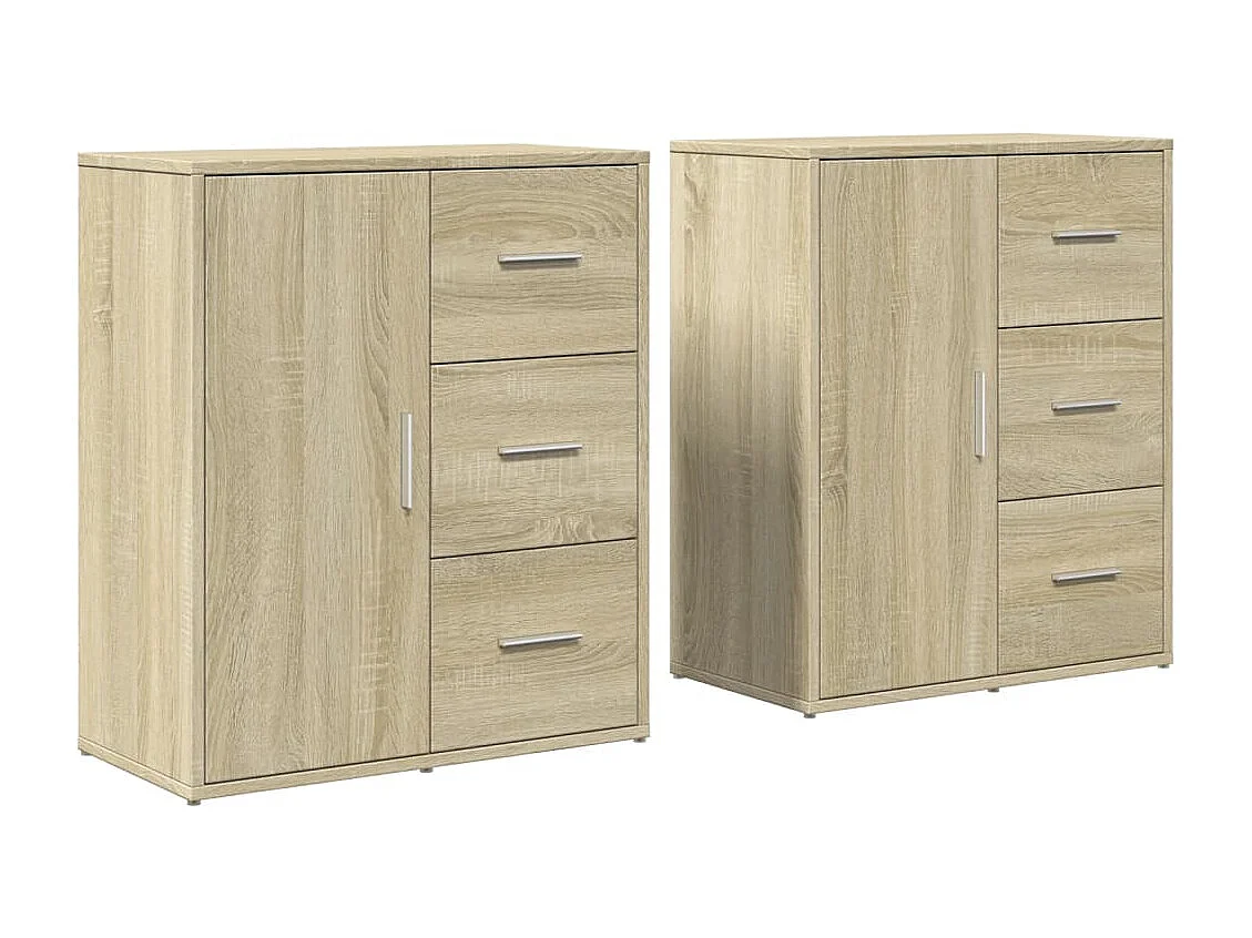 Dressoirs 2 st 60x31x70 cm bewerkt hout sonoma eikenkleurig
