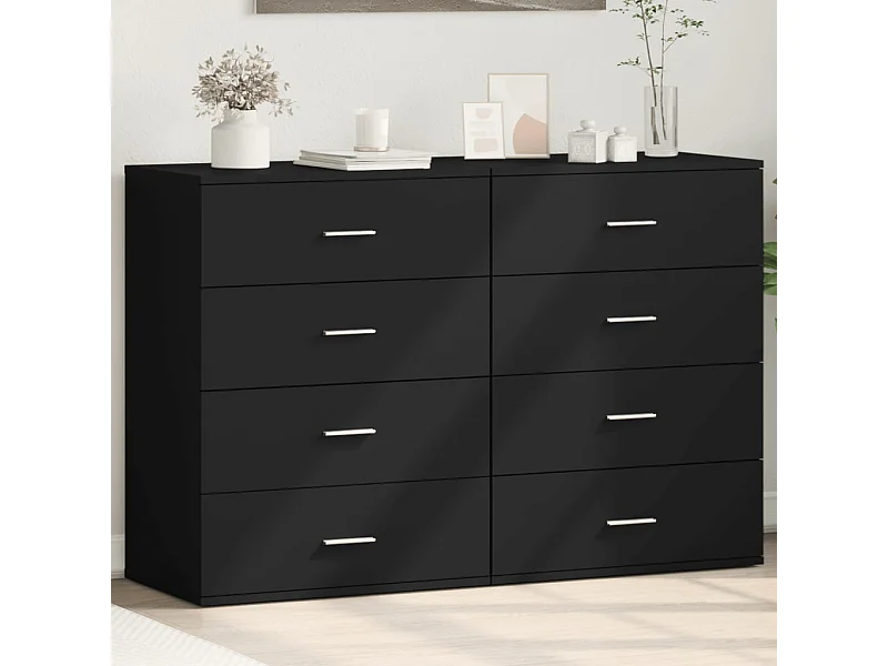 Dressoirs 2 st 60x39x80 cm bewerkt hout zwart