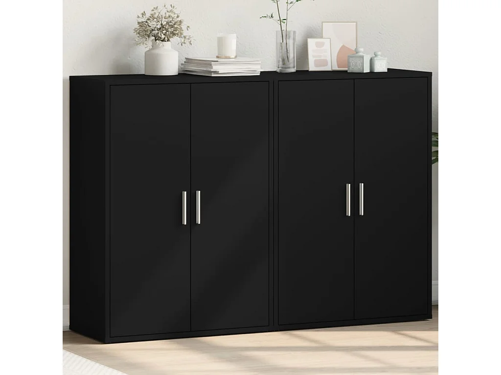 Dressoirs 2 st 60x31x84 cm bewerkt hout zwart