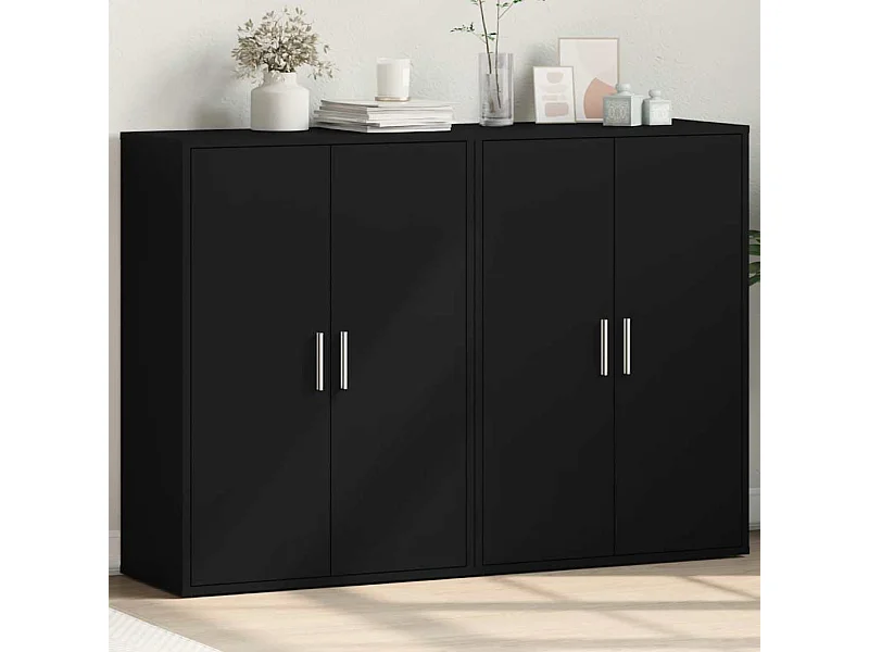 Buffets 2 pcs noir 60x31x84 cm bois d'ingénierie