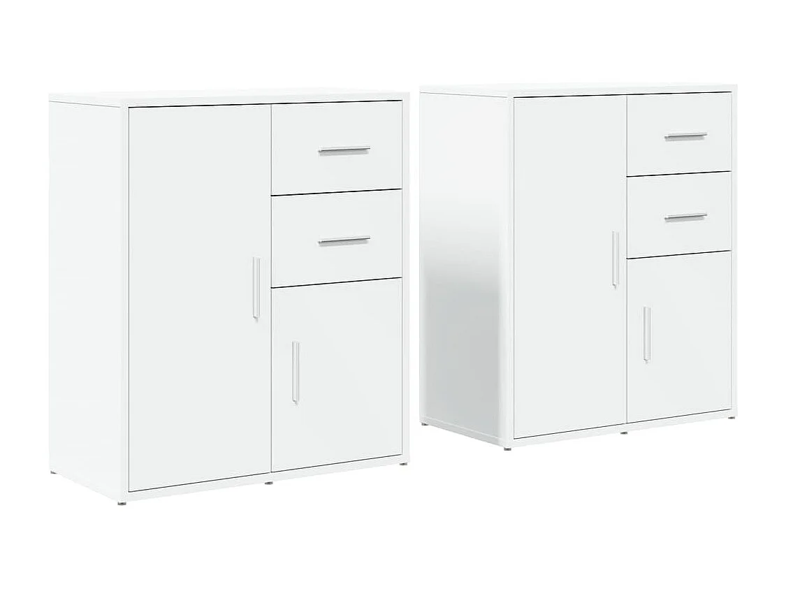 Buffets 2 pcs blanc 60x31x70 cm bois d'ingénierie