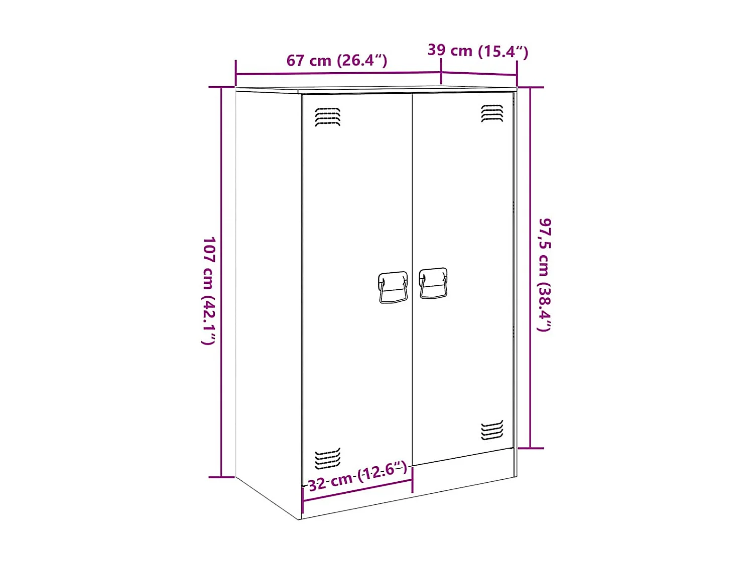 Credenza Nera 67x39x107 cm in Acciaio
