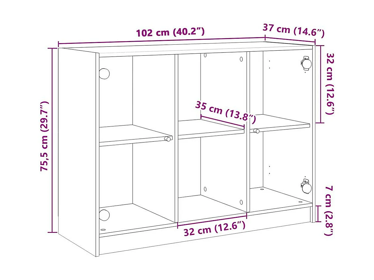 Buffet chêne fumé 102x37x75,5 cm bois d'ingénierie