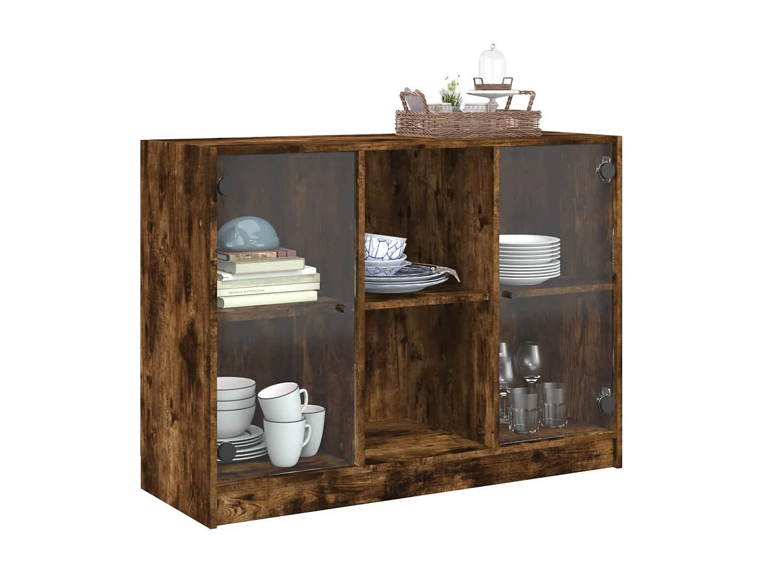 Buffet chêne fumé 102x37x75,5 cm bois d'ingénierie