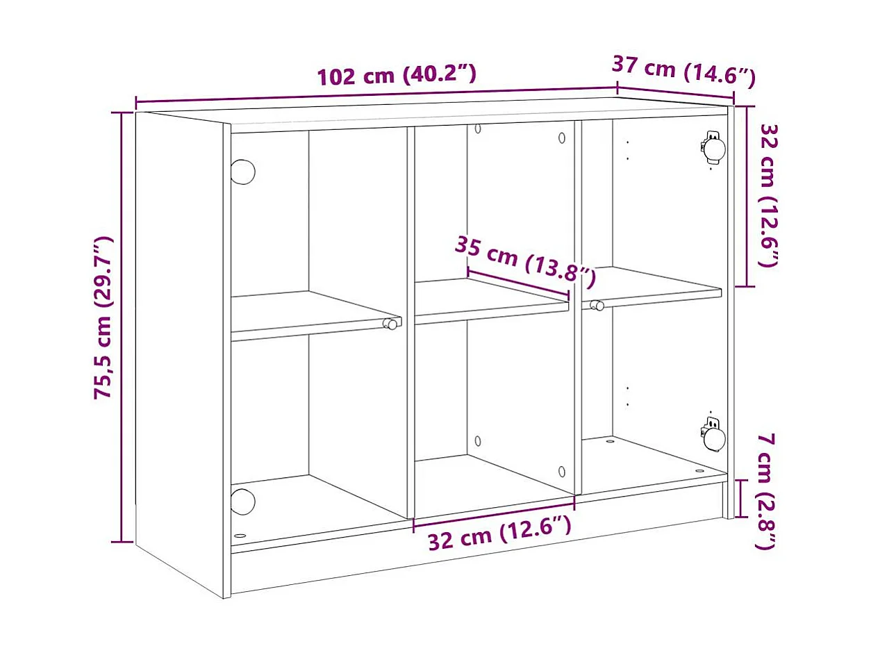 Buffet chêne fumé 102x37x75,5 cm bois d'ingénierie