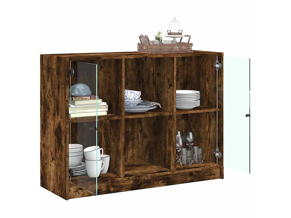 Credenza Rovere Fumo 102x37x75,5 cm in Legno Multistrato