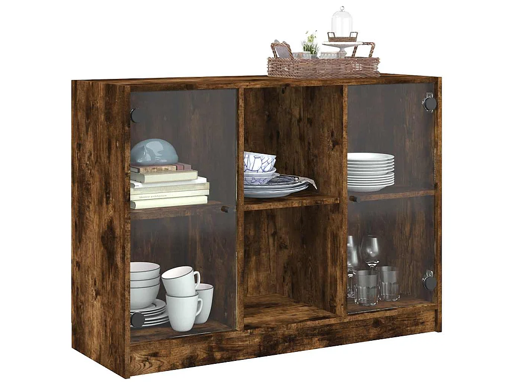 Credenza Rovere Fumo 102x37x75,5 cm in Legno Multistrato