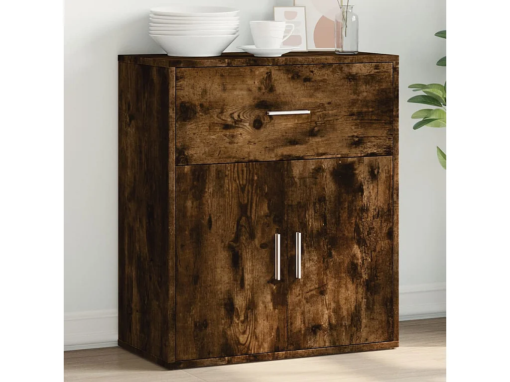 Buffet chêne fumé 60x31x70 cm bois d'ingénierie