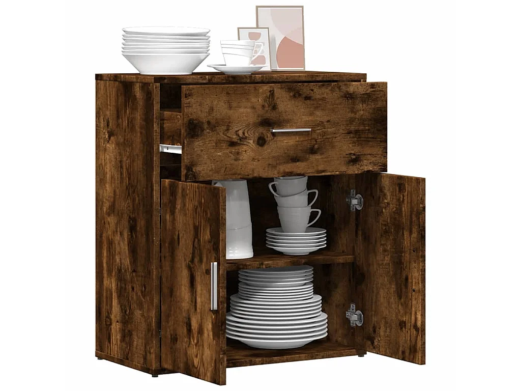 Buffet chêne fumé 60x31x70 cm bois d'ingénierie