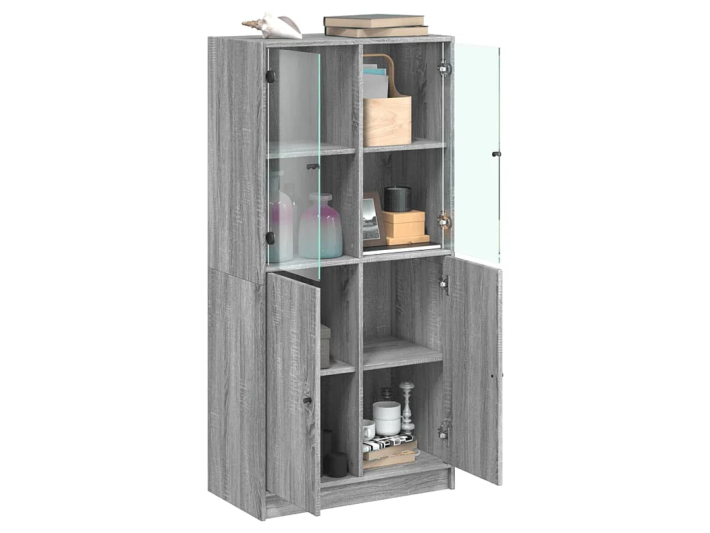 Buffet haut avec portes gris sonoma 68x37x142cm bois ingénierie