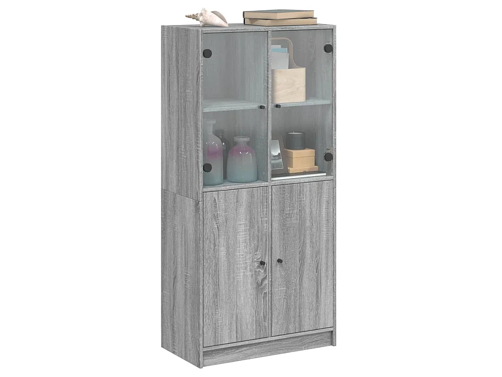 Buffet haut avec portes gris sonoma 68x37x142cm bois ingénierie