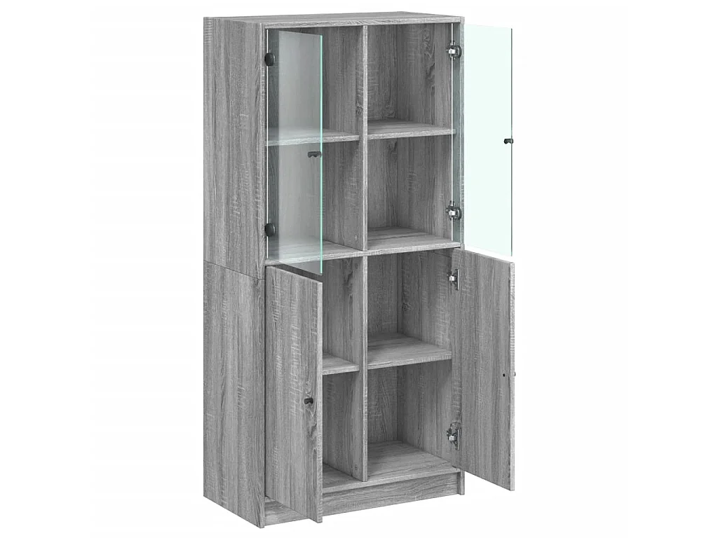 Buffet haut avec portes gris sonoma 68x37x142cm bois ingénierie